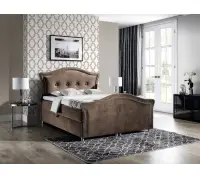 PRATO K22 stylowe łóżko kontynentalne 200x200 z pojemnikiem, srebrna tasiemką pineskowa